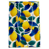 レモ鮮やかンとブルー離れの水彩模様 ミディアムペーパーバッグ (裏面)