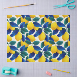 レモ鮮やかンとブルー離れの水彩模様 薄葉紙