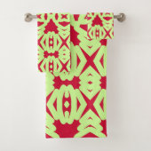 レモ鮮やかンと赤い生地のプリント バスタオルセット (インサイチュ)