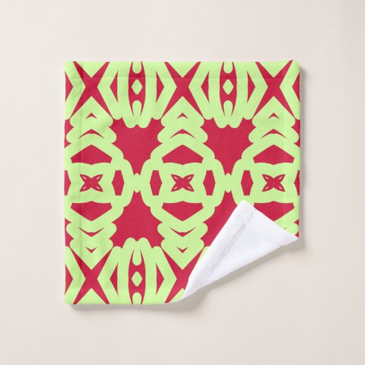 レモ鮮やかンと赤い生地のプリント バスタオルセット (ウォッシュタオル)