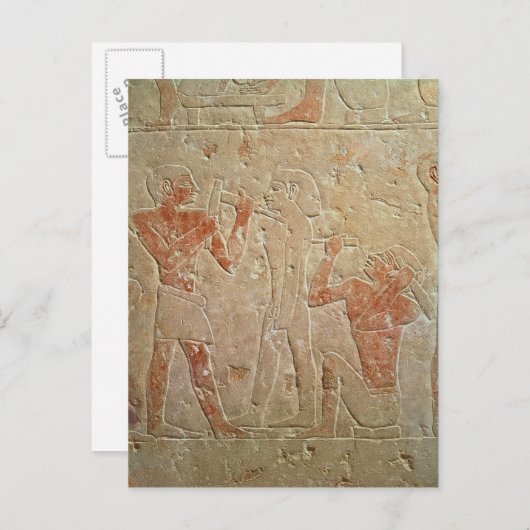 レリーフ、 浮き彫りは、2人の彫刻家が彫刻を彫っている ポストカード (正面/裏面)