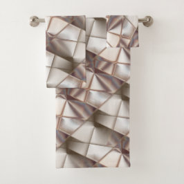 レリーフ、 浮き彫りや深さthに見える形状のシルキーベージュ バスタオルセット