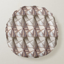 レリーフ、 浮き彫りや深さthに見える形状のシルキーベージュ ラウンドクッション