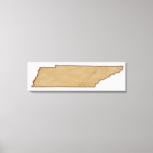 レリーフ、 浮き彫りテネシーの地図 キャンバスプリント (正面)