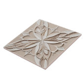 レリーフ、 浮き彫りフェイクパステルベージュ&ホワイト抽象芸術フローラ タイル (側面)