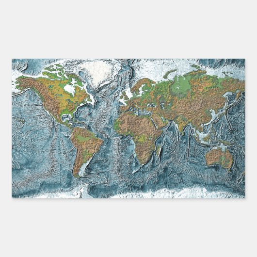 レリーフ、 浮き彫り地地図 長方形シール (正面)