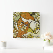 レルミタージュアールヌーボーフローラ スクエア壁時計 (ホーム)