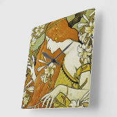 レルミタージュアールヌーボーフローラ スクエア壁時計 (傾斜)