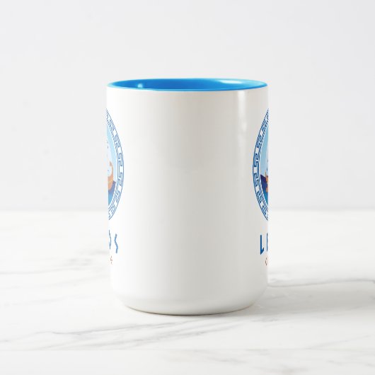 レロス,ギリシャのギリシャ船デザイン ツートーンマグカップ (中央)