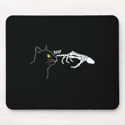 レロヴィンテージブラックキャットスケルトンハンドブープハロウィー マウスパッド (正面)