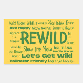 レワイルド文字イエロー（緑） 長方形シール