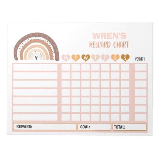 レワードグラフレインボーパーソナライズされたチョーチャート ノートパッド (正面)