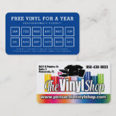 レワードパンチカーシンプルドモダンのビニールショップ ロイヤリティカード (正面/裏面)