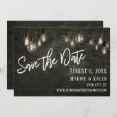 レンガとエジソンライト日付を詳細付きで保存 セーブザデート (正面/裏面)