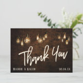 レンガとヴィンテージエジソンライト、産業用Vibe サンキューカード (スタンド正面)