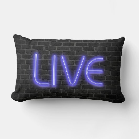 レンガにネオンのLIVE文字 ランバークッション (正面)
