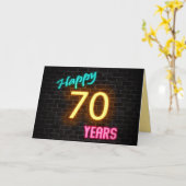 レンガに70のネオンサイン カード (黄色い花)