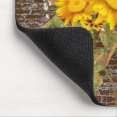 レンガのスケッチにヒマワリの花束 マウスパッド (コーナー)