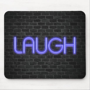 レンガのネオン照明でのLAUGH文字 マウスパッド