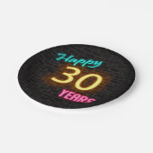 レンガの壁にネオン番号30のサイン ペーパープレート (アングル)