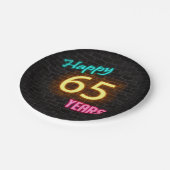 レンガの壁にネオン65サイン ペーパープレート (アングル)