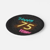 レンガの壁にネオン75サイン ペーパープレート (アングル)