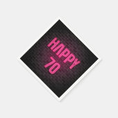 レンガの壁にピンク70誕生日ネオンのサイン スタンダードカクテルナプキン (角)