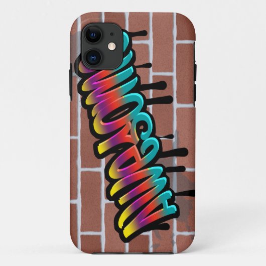 レンガの壁に描かれたAWESOMEなグラフィティアート Case-Mate iPhoneケース (裏面)