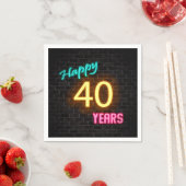 レンガの壁に輝く40のネオンサイン スタンダードカクテルナプキン (インサイチュ)