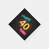 レンガの壁に輝く40のネオンサイン スタンダードカクテルナプキン (角)