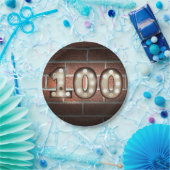 レンガの壁に100th誕生日マーキーサイン ペーパープレート (パーティー)