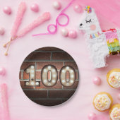 レンガの壁に100th誕生日マーキーサイン ペーパープレート (パーティー)