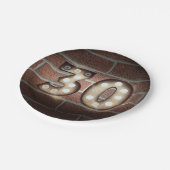 レンガの壁に30th誕生日マーキーサイン ペーパープレート (アングル)