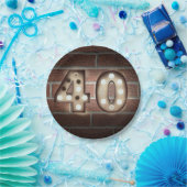 レンガの壁に40th誕生日マーキーサイン ペーパープレート (パーティー)