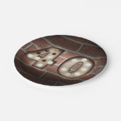 レンガの壁に40th誕生日マーキーサイン ペーパープレート (アングル)