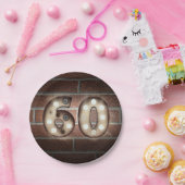 レンガの壁に60th誕生日マーキーサイン ペーパープレート (パーティー)