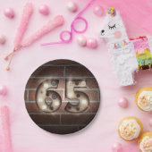 レンガの壁に65th誕生日マーキーサイン ペーパープレート (パーティー)