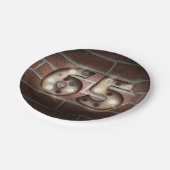 レンガの壁に65th誕生日マーキーサイン ペーパープレート (アングル)