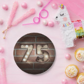 レンガの壁に75th誕生日マーキーサイン ペーパープレート (パーティー)