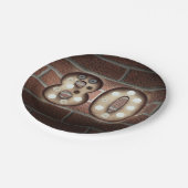 レンガの壁に80th誕生日マーキーサイン ペーパープレート (アングル)