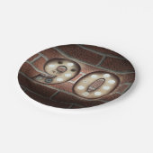 レンガの壁に90th誕生日マーキーサイン ペーパープレート (アングル)