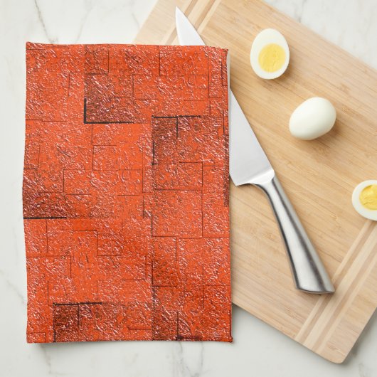 レンガの壁のように見えるテクスチャモザイク キッチンタオル (四つ折り)