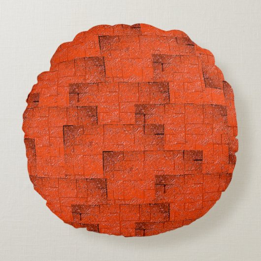 レンガの壁のように見えるテクスチャモザイク ラウンドクッション (正面)
