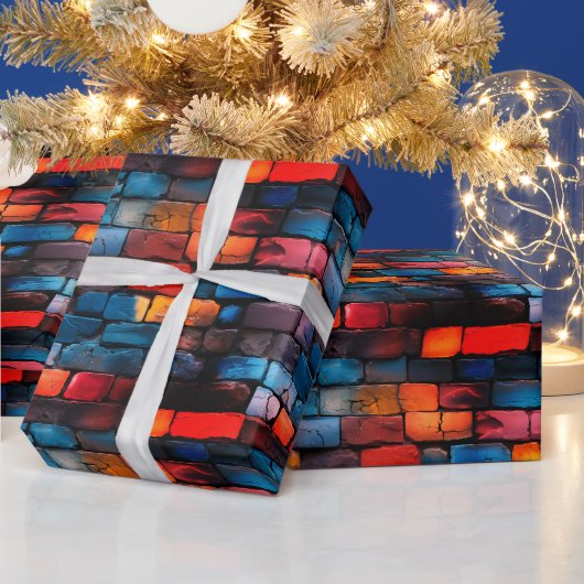 レンガの壁のアート ラッピングペーパー (クリスマス)