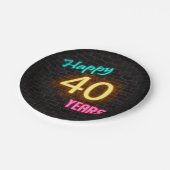 レンガの壁のネオン番号40のサイン ペーパープレート (アングル)