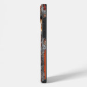 レンガの壁の上の猫 iPhoneケース (左側面)