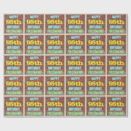 レンガの壁の落書きからインスパイアされた95歳の誕生日+名前 ラッピングペーパー