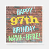 レンガの壁の落書きからインスパイアされた97歳の誕生日+名前 スタンダードランチョンナプキン (正面)