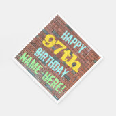 レンガの壁の落書きからインスパイアされた97歳の誕生日+名前 スタンダードランチョンナプキン (角)