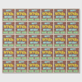 レンガの壁の落書きからインスパイアされた97歳の誕生日+名前 ラッピングペーパー